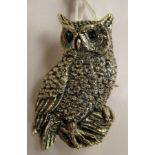A silver coloured metal owl pendant brooch  stamped Sterling