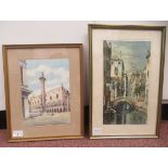 G Bessoti - 'The Doges Palace'  watercolour  bears a signature  10" x 7"; and a canal scene in