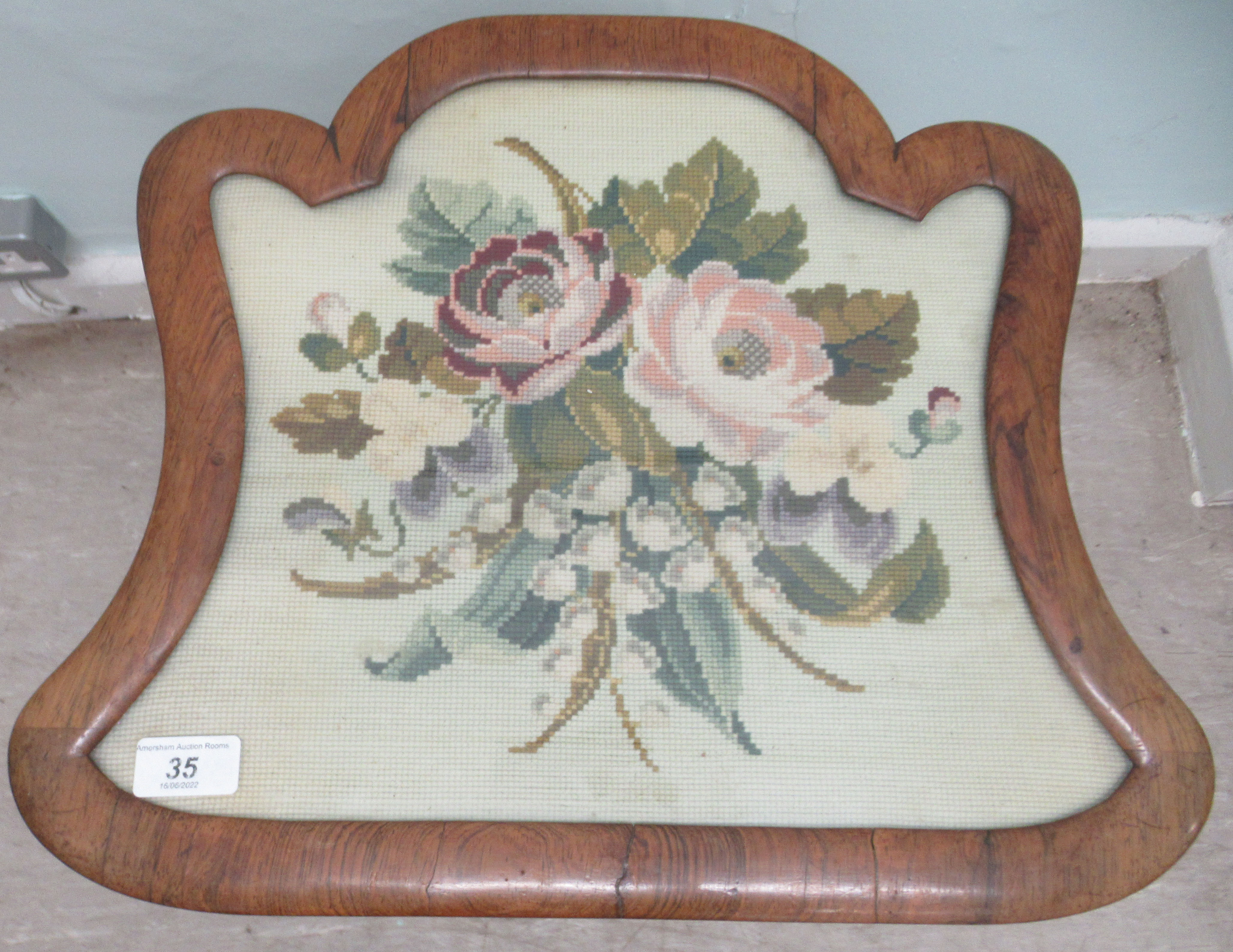 A William IV (marriage) mahogany and rosewood framed occasional table, the top set with a floral - Image 2 of 2