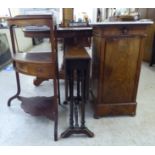 Small furniture, viz. a George III mahogany quadrant three tier washstand  34"h  23"w; a late