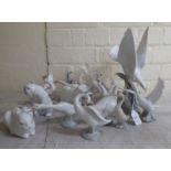 Ten Lladro porcelain model animals: to include two polar bears  4.5"h; three Nao porcelain swans and