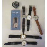 Variously cased and strapped wristwatches: to include examples by Crescent and Timex