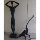 A modern bronze model, a spider monkey  26"h; and a circa 1962 Austin Prod Inc composition figure,