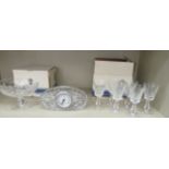 Waterford Crystal, viz. a mantel timepiece  4"h; a pedestal bowl  6"dia; and a set of six