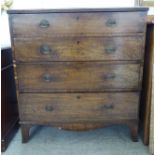 A George III mahogany and other four drawer dressing chest, raised on bracket feet  40"h  37"w