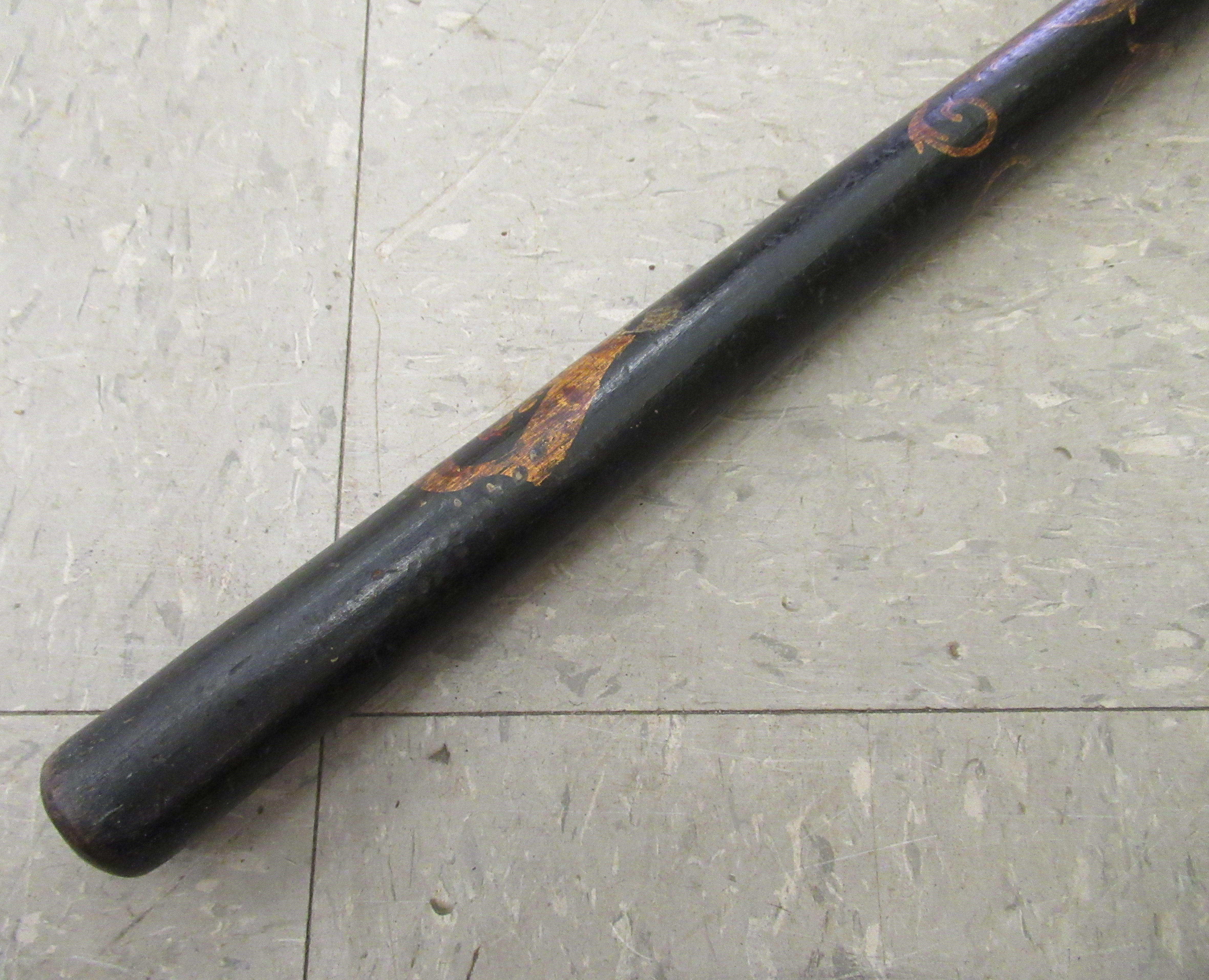 A Victorian ebonised and painted truncheon  21"L - Image 2 of 4