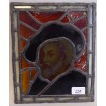 An 18th/19thC printed leaded coloured glass panel, featuring the head and shoulders portrait of a