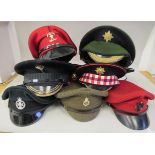 Eleven various British military Brigade of Guards and other peaked caps (Please Note: this lot is