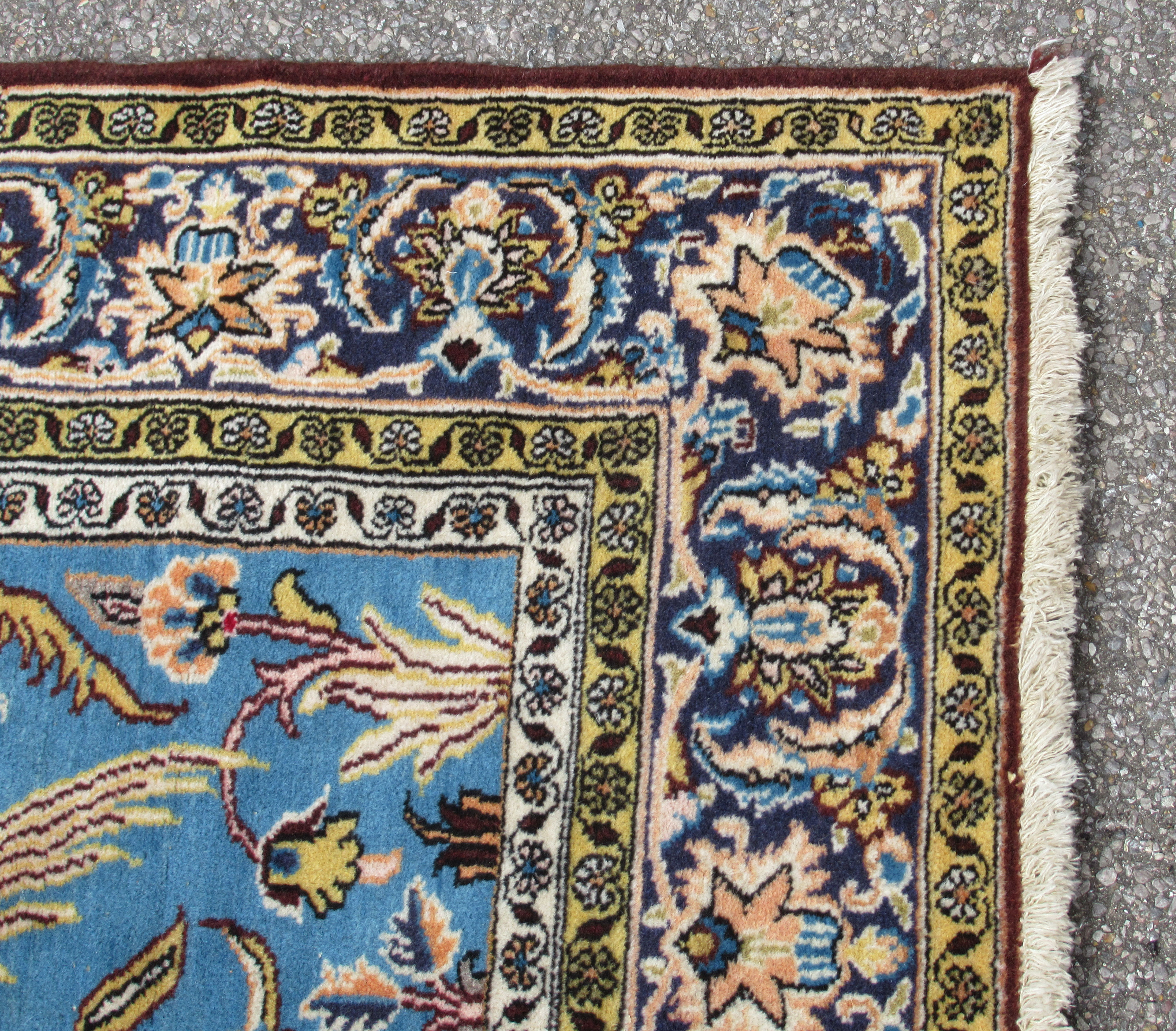 A Persian rug, decorated with exotic birds, flora and foliage, on a blue and multi-coloured - Bild 2 aus 5