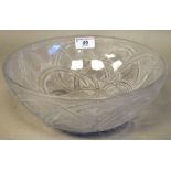 A Lalique Pinsons pattern clear and frosted glass bowl  bears an etched mark  9.25"dia