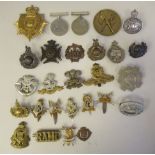 Approx. twenty-five military regimental cap, badges and others, some copies: to include two 1939-