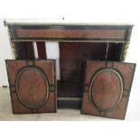 A 19thC Continental red boulleworked, gilt metal mounted and black lacquered side cabinet with a