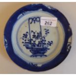 A 19thC Chinese porcelain blue and white dish, decorated with baskets of flowers within double
