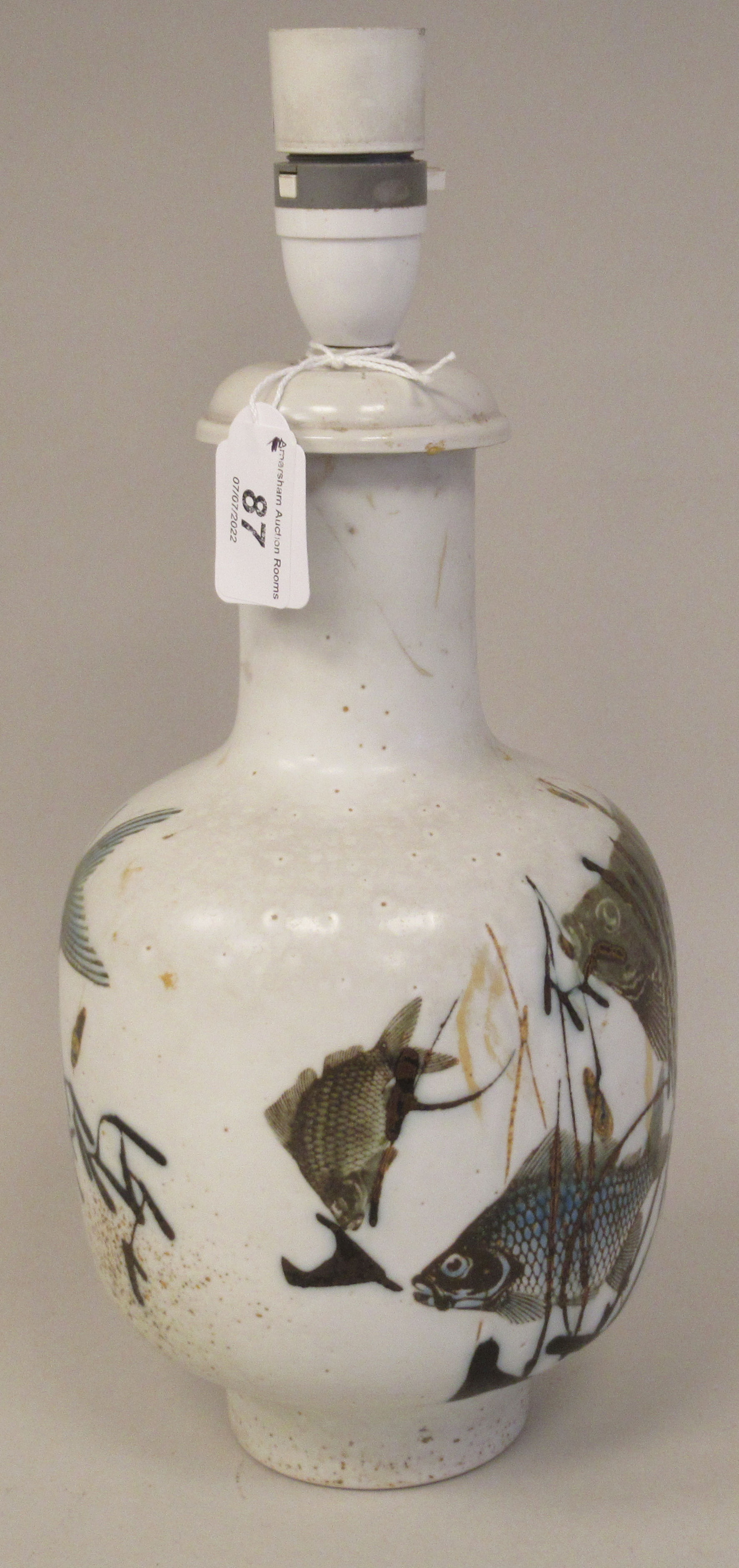 A Royal Copenhagen Diana Collection aluminia faience table lamp of shouldered bulbous bottle vase - Image 2 of 6