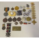 Miscellaneous early 20thC medals and other awards: to include a Lads Church Brigade, on a ribbon