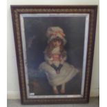 A late Victorian Pears print 'Cherry Ripe' a girl seated in a garden  28" x 18"  framed