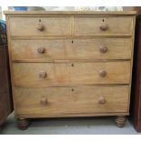 An early 19thC mahogany five drawer dressing chest, raised on turned, tapered legs  42"h  42"w
