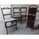 Small furniture: to include three Edwardian mahogany framed bedroom chair