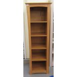 A modern Mamas & Papas light oak five tier open front bookcase, raised on block feet  68"h  22"w