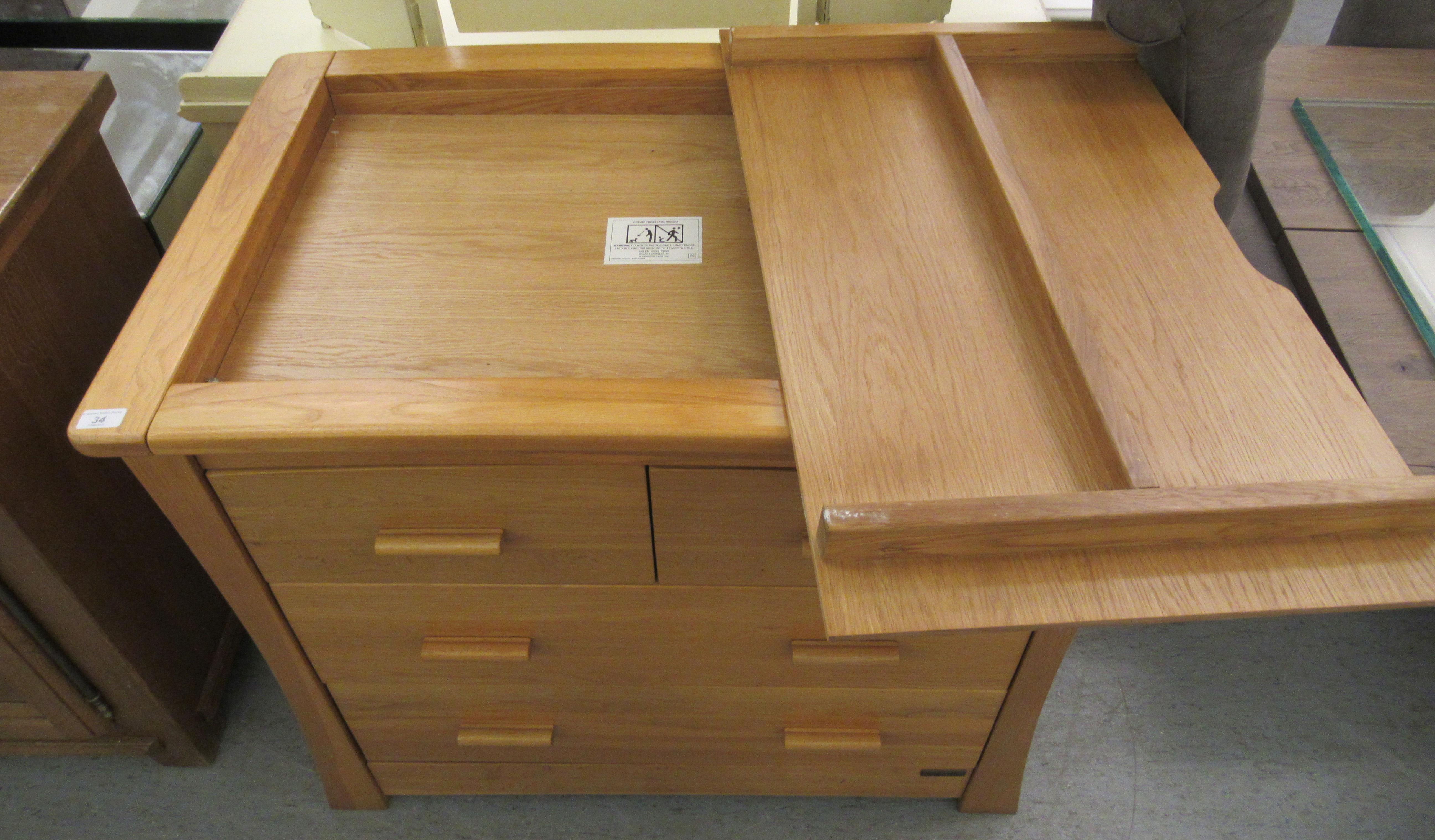 A Mamas & Papas light oak changing station with two short/two long drawers, raised on block feet - Image 2 of 4