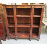 A Regency mahogany three tier open front bookcase, raised on turned, tapered legs  40"h  39"w