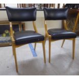 A pair of 1950s/1960s Benchairs of Stowe beech framed dining chairs, each with a faux black hide