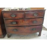 A mid Victorian mahogany bow front four drawer dressing chest, raised on bracket feet  32"h  40"w