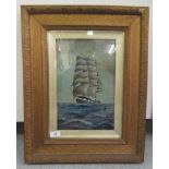 Early 20thC British School - a sailing boat on a choppy sea  oil on board  9" x 13"  framed