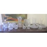 Glass tableware, mainly vases and a fruit bowl  various sizes and forms
