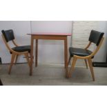 A pair of 1950s/1960s Benchairs of Stowe beech framed dining chairs, each with a faux black hide