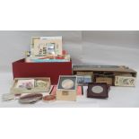 Uncollated coins, banknotes, stamps and tea cards: to include three 10 shilling notes
