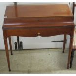 A modern cherrywood dressing chest/desk with a hinged mirrored lid and fall front, enclosing open