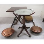 Small furniture: to include a late Victorian walnut framed upholstered oval footstool