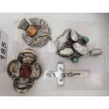 Jewellery: to include a white metal and mother-of-pearl crucifix pendant; and a white metal