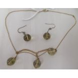 A silver gilt and citrine set, triple sphere necklace, on a ring bolt clasp; and a pair of