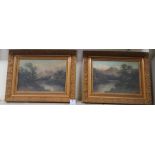W Collins - two Highland lake scenes  oil on board  bearing signatures  10.5" x 15"  framed