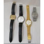 Four modern wristwatches: to include a Longines gold plated and stainless steel cased automatic,