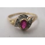 A 9ct gold ruby and diamond set ring