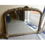 A Victorian overmantel mirror, set in a moulded, carved and giltwood gesso frame  32" x 42"