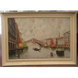 20thC Venetian School - 'Ponte di Rialto'  oil on canvas  bears an indistinct signature  23.5" x 35"