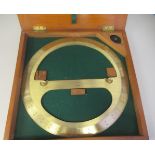 An early 20thC S&S Ltd lacquered brass circular protractor with engraved calibrations and stamped