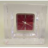 A 1970s/1980s French Schneider crystal cased mantel timepiece of box form; the battery powered