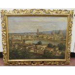 19thC Italian School - the river Arna as it passes through Florence  oil on canvas  bears an