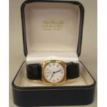 A Longines 9ct gold cased wristwatch, the 15 jewel movement faced by a white enamel Arabic dial,