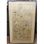 A 20thC Chinese silk tapestry picture, depicting a procession of Dragon Dancers  25" x 13"  framed