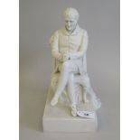 A Copeland Parianware figure 'The Duke of Wellington' seated with hands clasped  bears an