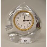 A 1970s/1980s French Schneider freeform crystal cased, mantel timepiece; the battery powered
