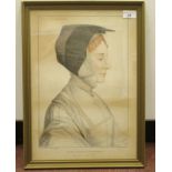 After Hans Holbein and F Bartolozzi - 'The Lady Bankley'  tinted engraving published in 1795 with