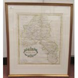 A 17thC Robert Morden coloured county map 'Oxfordshire' with a scrolled title cartouche and