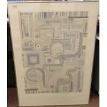 After Edwardo Paolozzi - untitled geometric abstract  Limited Edition 33/100  bears a pencil